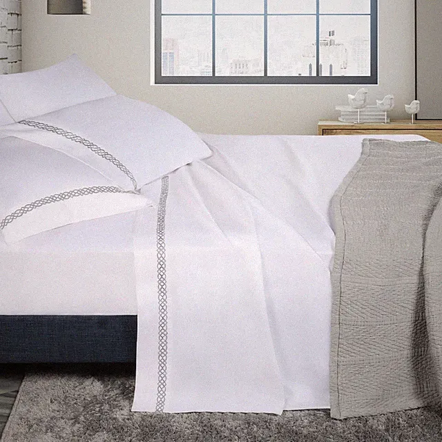 1000 Thread Count Egyptian Cotton Embroidered Durable Flat Fitted Bed Sheet Set