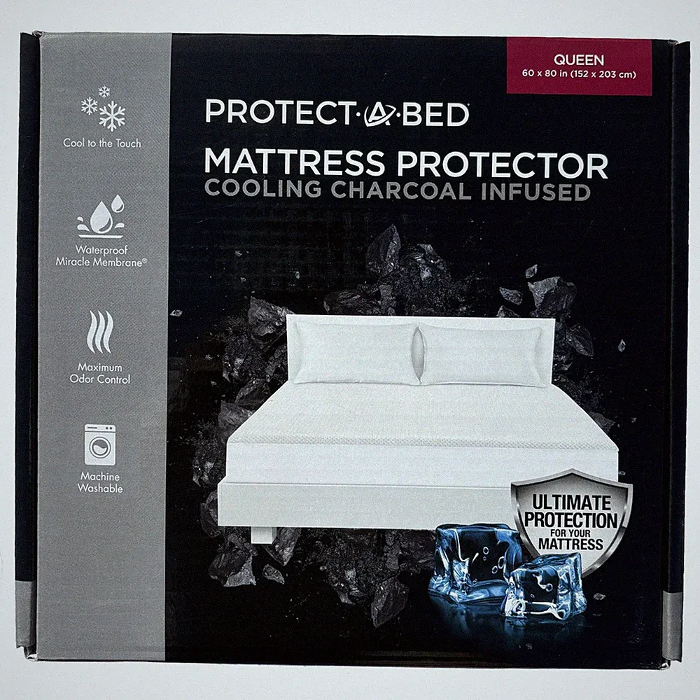 Cooling Charcoal Infused Mattress Protector, , Waterproof, 5-Sided, Queen