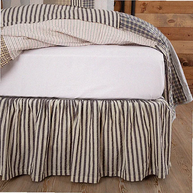Farmhouse King Bed Skirt Grey Gathered Ashmont Cotton Bedroom Decor VHC Brands