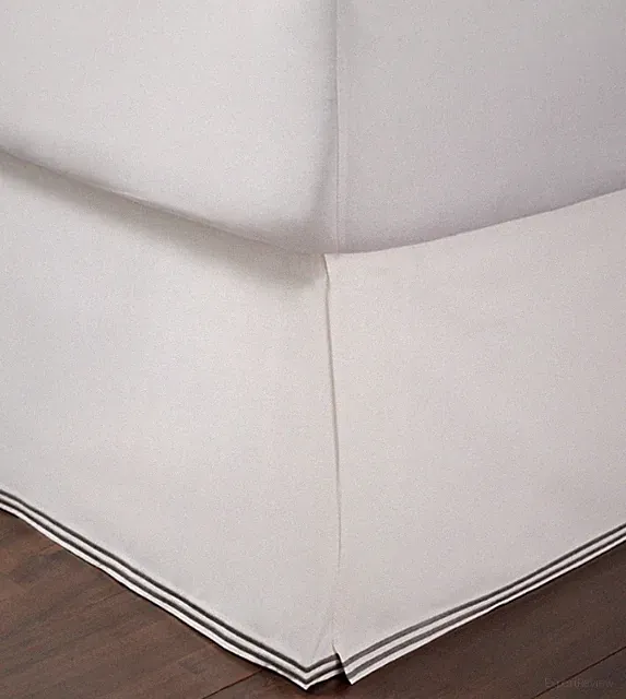 HUDSON PARK COLLECTION Italian Linens Bedskirt, white/stripe Charcoal