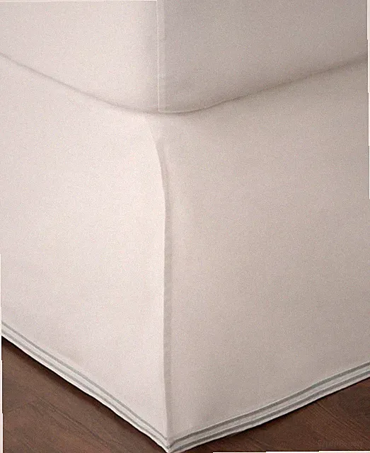 HUDSON PARK COLLECTION Italian Linens Full Bedskirt, white/stripe Charcoal