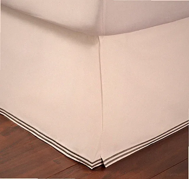 HUDSON PARK COLLECTION Italian Linens Queen Bedskirt, white/stripe Charcoal