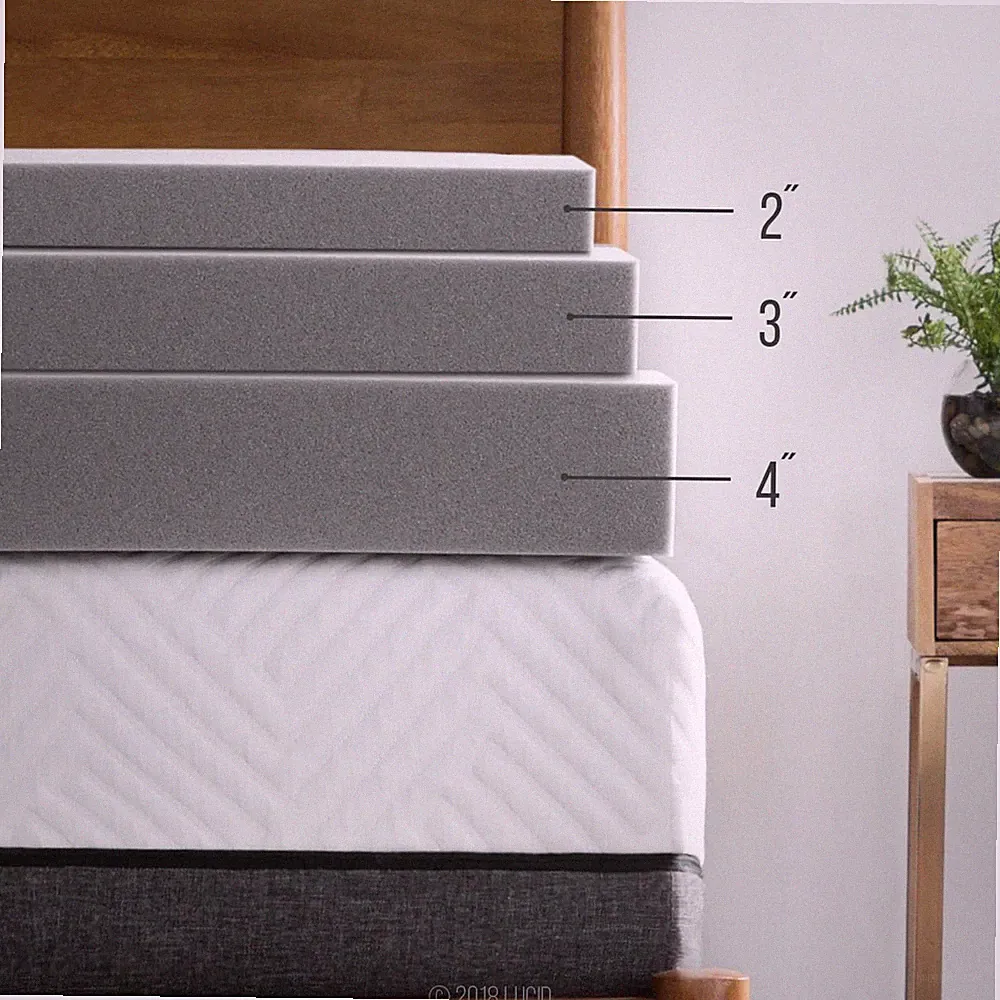 LUCID 2, 3, 4 in Bamboo Charcoal Memory Foam Mattress Topper, Expand in 48 Hours