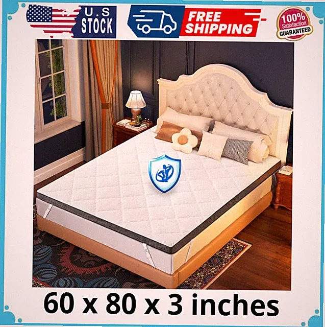 Mattress Topper Charcoal Foam Extra-Firm: Queen 3 Inch - High Density Mattres.