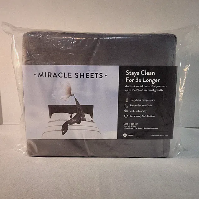 Miracle Made Sheet Set Queen Luxe Self-Cooling Self-Cleaning Charcoal