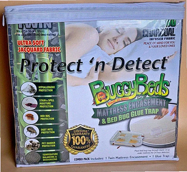 NEW BuggyBeds Twin Mattress Encasement Protector Charcoal Bed Bug & Dust Mite