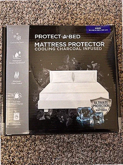 New Protect A Bed Mattress Protector Cooling Charcoal Infused King Size Topper