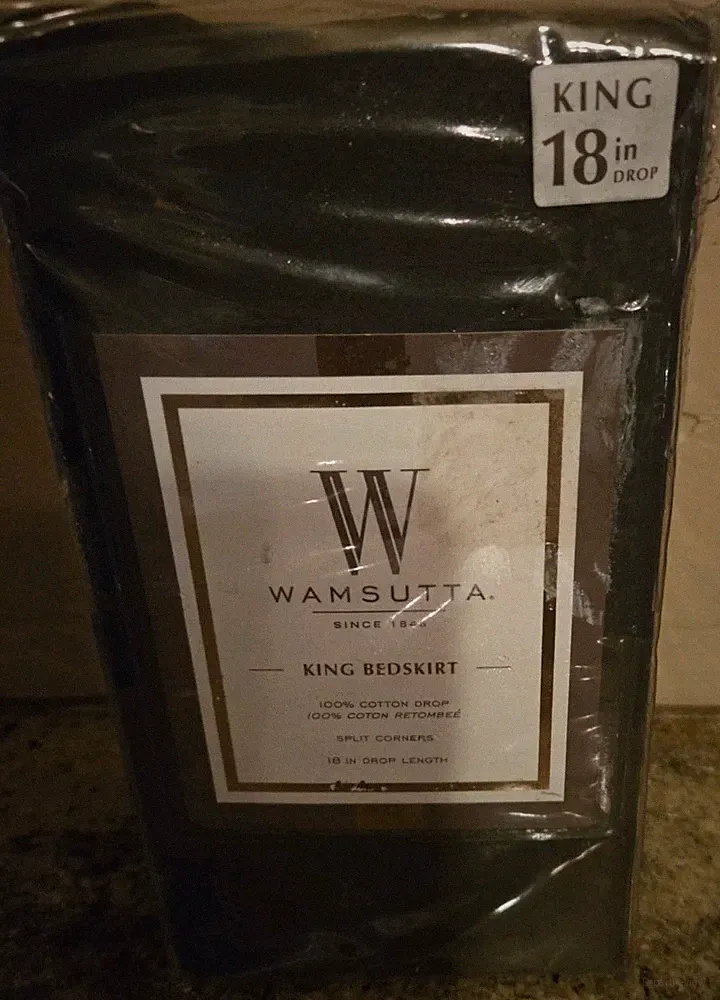 New Wamsutta King Bed Skirt 18" Drop Charcoal 400 Thread Count