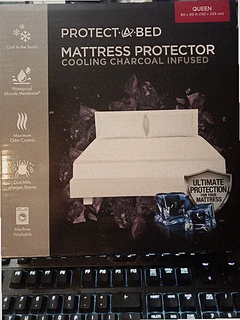PROTECT A BED Charcoal Infused Mattress Protector- QUEEN