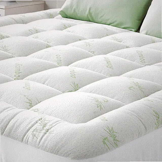 Queen Size Bamboo Mattress Topper - Cooling Pillow Top for Back Pain Relief