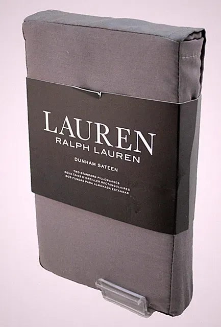 RALPH LAUREN Charcoal Gray 2 Standard Pillowcases 300 Thread Count RETAIL $45