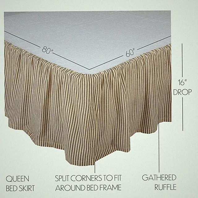 Sawyer Mill Charcoal Ticking Stripe Bed Skirt