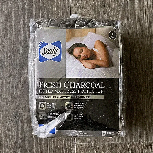SEALY Fresh Charcoal FULL Fitted Waterproof Mattress Protector Gray White