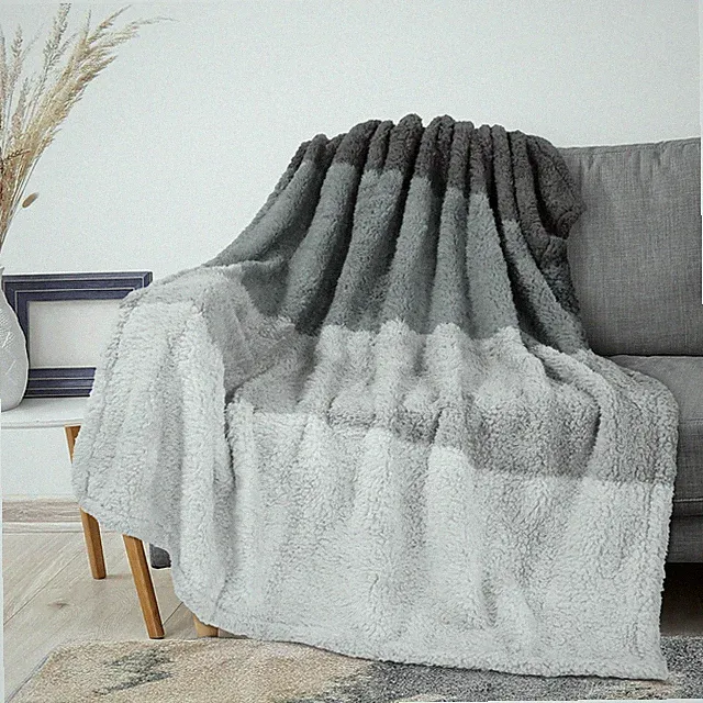 Sherpa Fleece Ombre Throw Blanket Super Soft Fluffy Cozy Microfiber Couch Throw