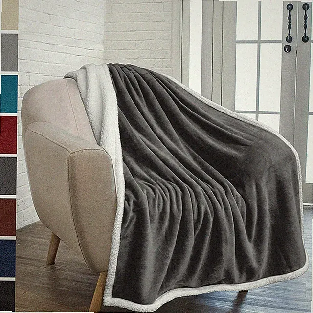 Sherpa Throw Blanket Solid Fleece Bed Blanket Plush Soft Warm Fuzzy Reversible