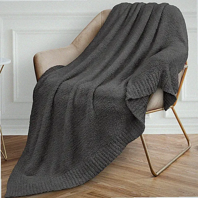 Soft Warm Cozy Blanket Plush Fluffy Knit Throw for Sofa Couch Bed Chair Knitted
