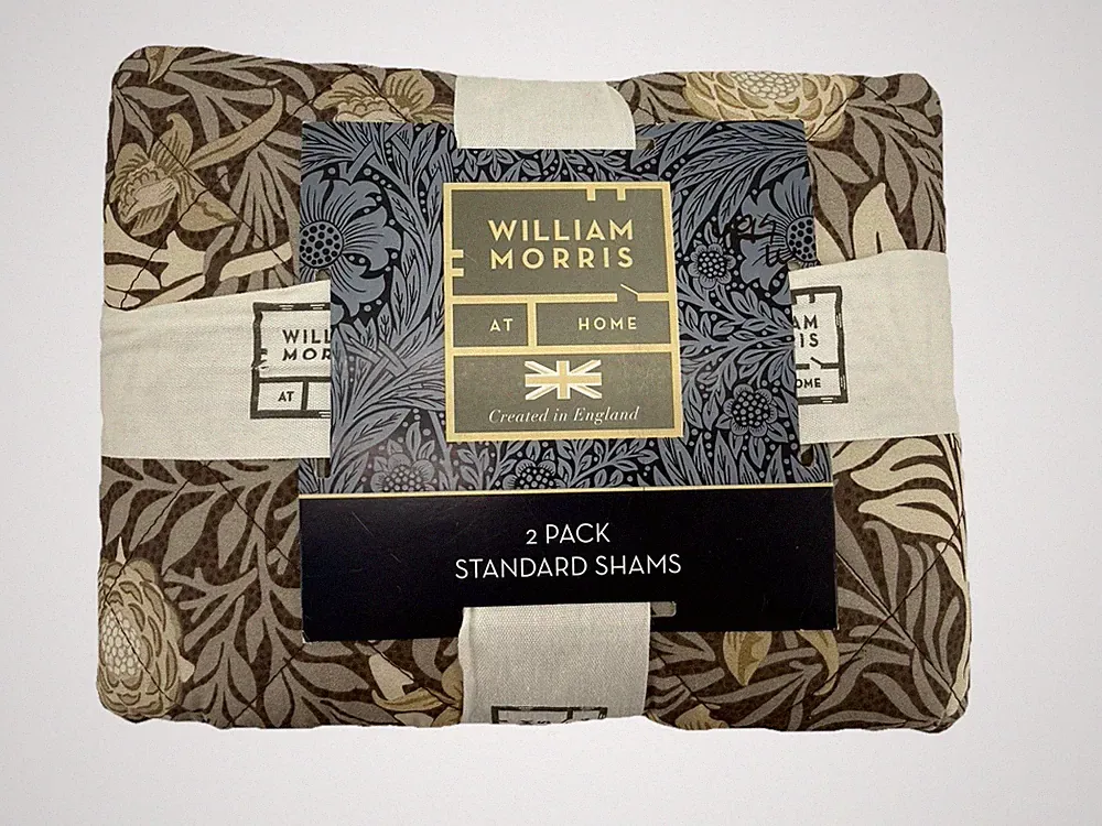William Norris Standard Shams Larkspur Charcoal Set of 2 Brown Cotton 20x30 New